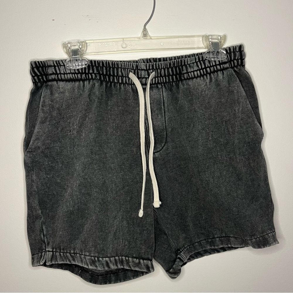 PacSun Charcoal Grey Volley Sweat Shorts Acid Wash Small Drawstring
